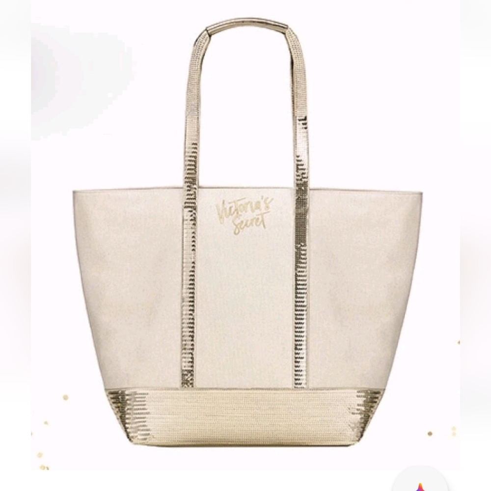 Victoria's Secret Elegant Cream and Gold Tote